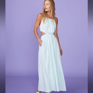 MONROW ARCHIVES Cut Out Halter Dress In Sea Foam sz S $182
